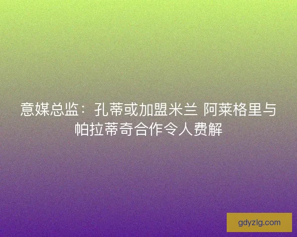 意媒总监：孔蒂或加盟米兰 阿莱格里与帕拉蒂奇合作令人费解