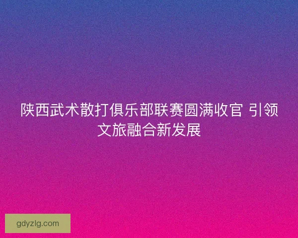 陕西武术散打俱乐部联赛圆满收官 引领文旅融合新发展
