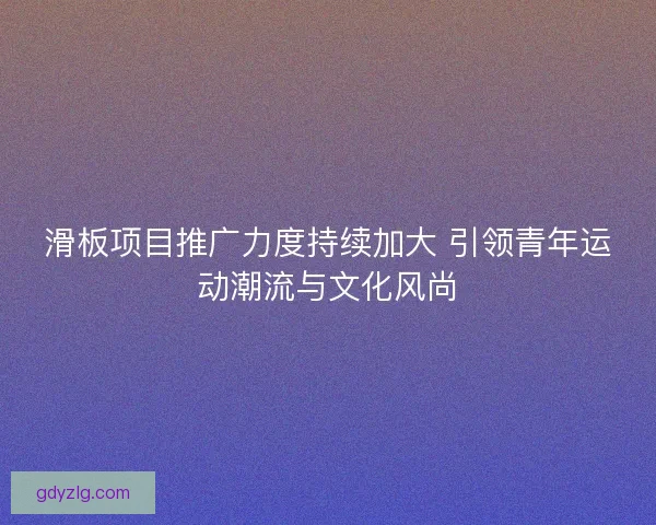 滑板项目推广力度持续加大 引领青年运动潮流与文化风尚